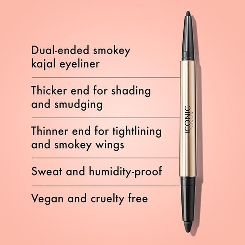 ICONIC LONDON Smokey Eye Duo Eyeliner - Creamy 2-in-1 Water Resistant Crayon | Easy to Blend, Vegan Makeup