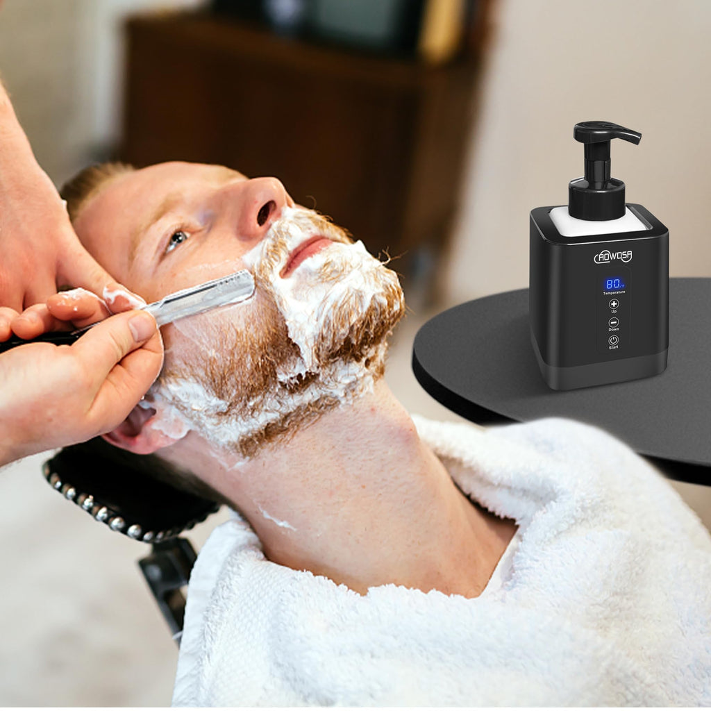 Hot Lather Machine for Shaving, Professional Lather Maker for Men Face Shaving, Large Capacity Shaving Foam Machine for Home Use Salon Barber Shop, with 2 Foam Bottle, ℃/℉ Switchable Display