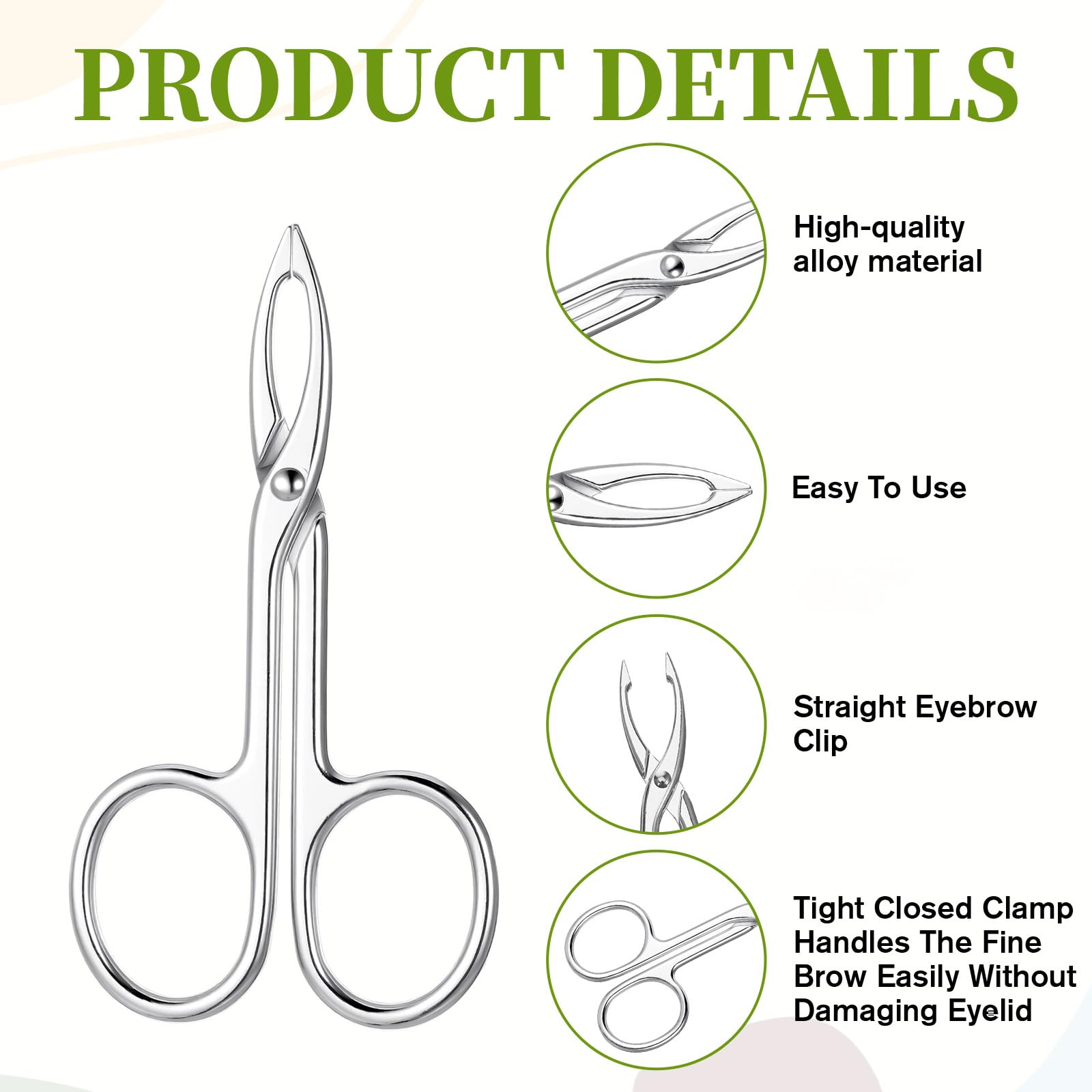 2 PCS Scissor Tweezers for Eyebrows, Metal Straight Tip Scissor Tweezers with Handles, Flat Plucker Tweezers Scissors for Remover Facial Hair and Eyebrow Care(Silver)