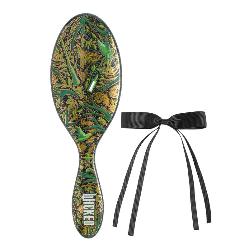 Wet Brush Original Detangler Hair Brush Elphaba (Wicked For Good) Kit - Ultra-Soft IntelliFlex Bristles - Detangling Brush Glides Through Tangles For All Hair Types (Wet & Dry) - 1 Brush & 1 Bow