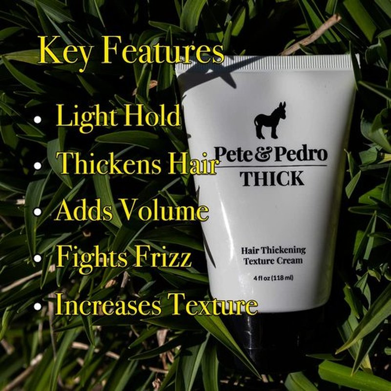 Pete & Pedro THICK Hair Cream - Light-Holding Thickening Styling Cream for Fine Hair | Adds Volume & Fullness | 4 oz.