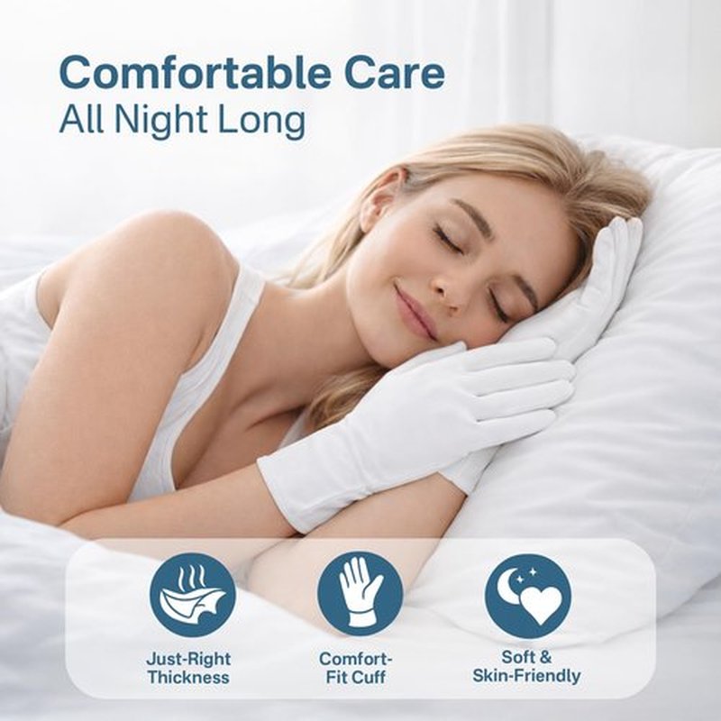 8Pairs (16Pcs) White Cotton Moisturizing Gloves for Dry Hands, Reusable Overnight Sleeping Hand Mask, Soft Breathable Gloves for Women and Men