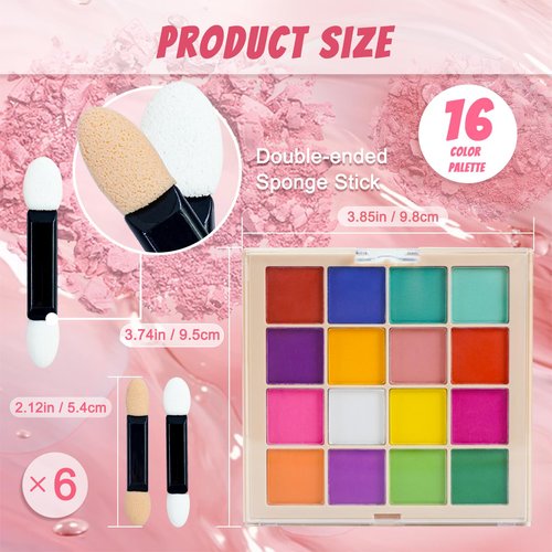 MKNZOME Nail Pigment Powder Palette, 16 Colors Solid Pigment Powder for Nails Set Pigmentos para Uñas, Nail Art Manicure DIY Accessories