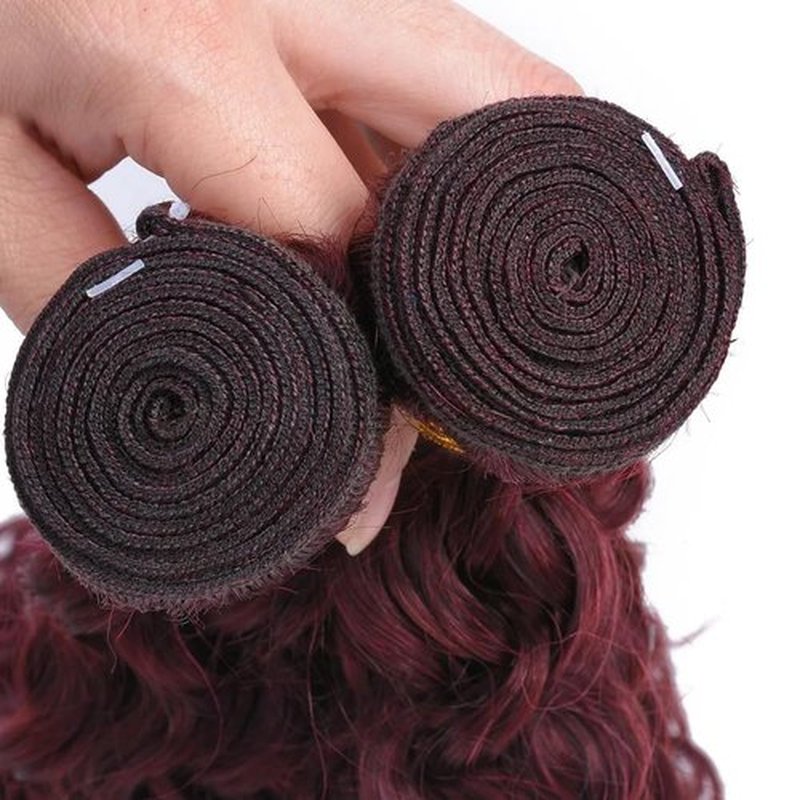 Peenoll Bundles Human Hair Burgundy 99J Jerry Curly Wave Human Hair Bundles 16 18 20 Inch 99J 100% Unprocessed 12A Soft Sewn In Hair with Double Weft for Black Women