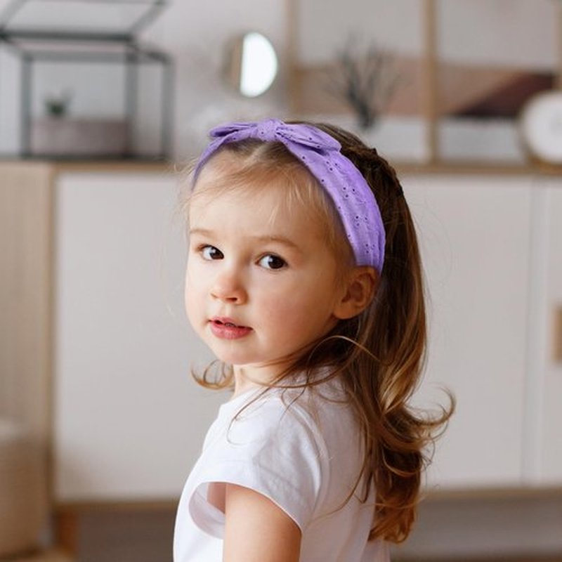 Melbelia Bow Headbands for Girls, Thin Headband with Bow Women Hair Accessories Fashion Knotted Head Band Non Slip for Girls(Purple/White, 2Pcs)