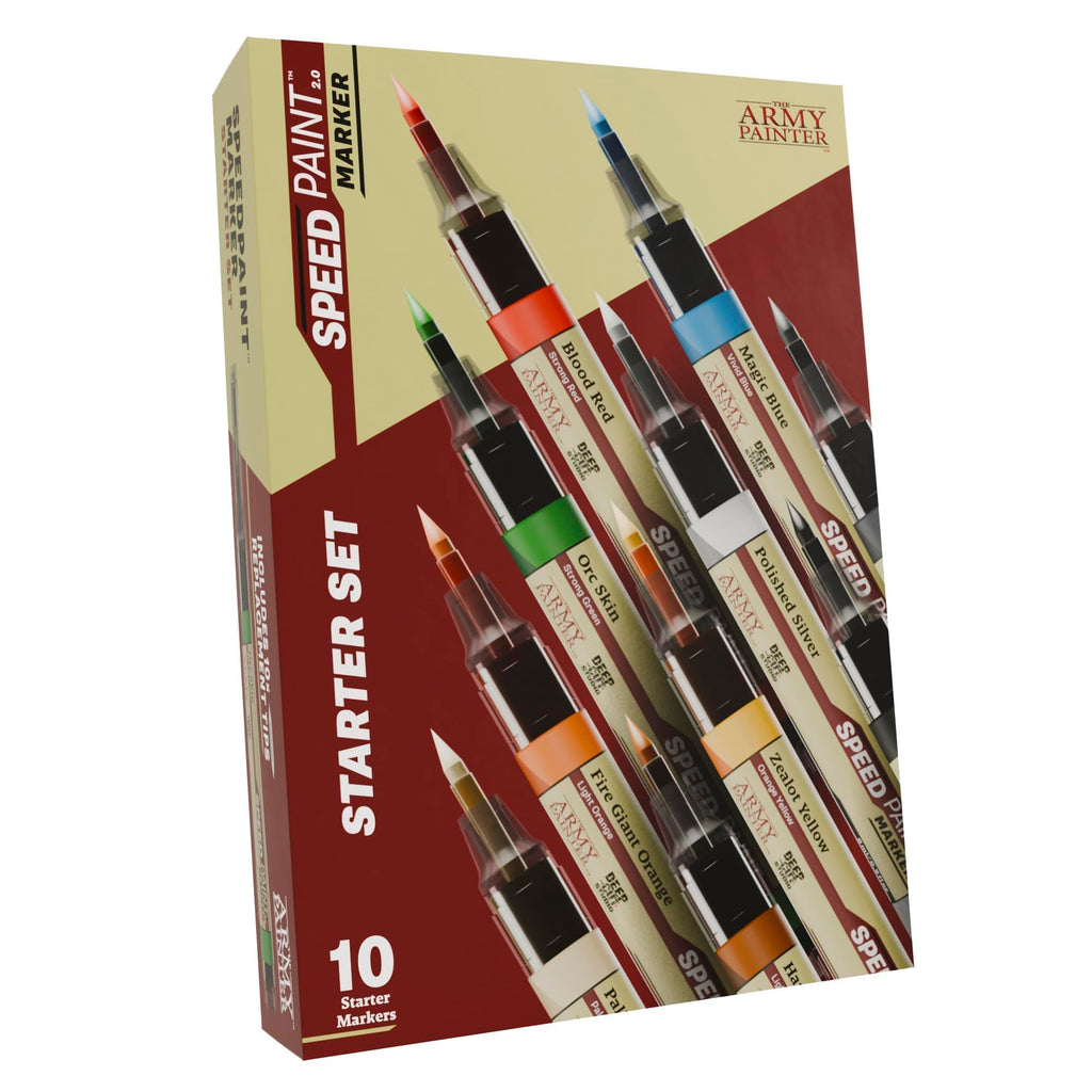 The Army Painter Speedpaint Marker Starter Set, 10 x 6 mL Markers, 9 Contrast Paint Markers & 1 Metallic Acrylic Paint Marker
