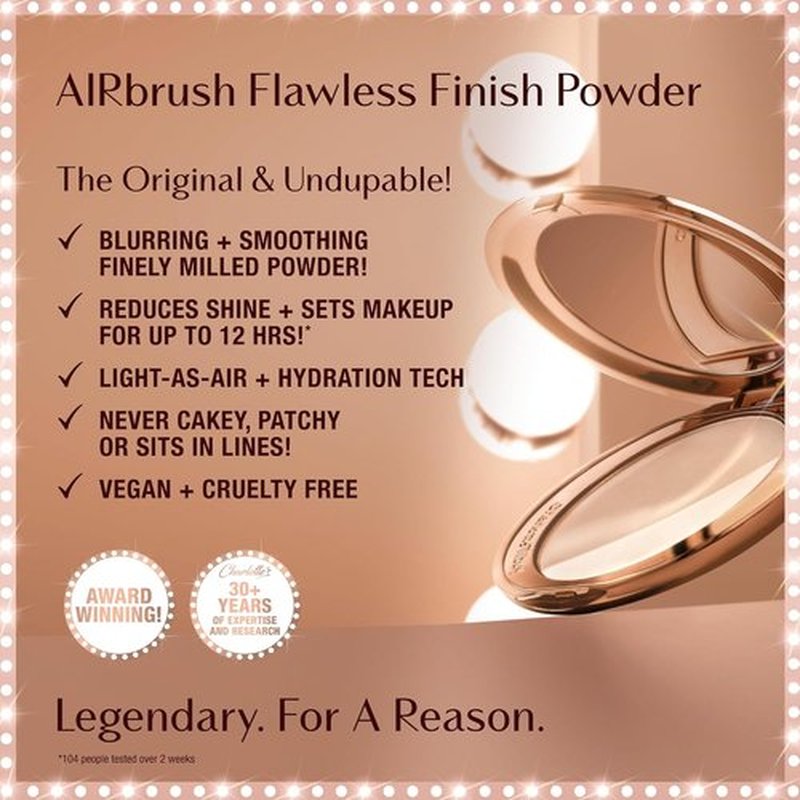 Charlotte Tilbury Airbrush Flawless Finish Setting Powder - Pore-Blurring Formula for Shine Control & Soft-Focus Finish