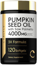 Carlyle Pumpkin Seed Oil with Saw Palmetto 4000 Mg | 120 Softgel Capsules | for Men & Women | 3X Formula with Biotin | Non-GMO, Gluten Free Supplement