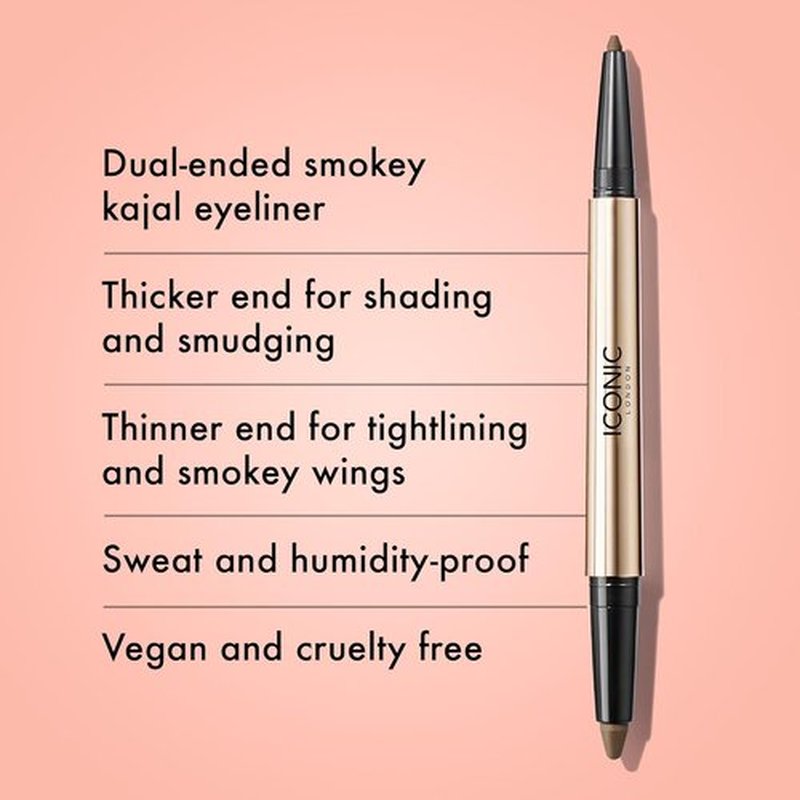 ICONIC LONDON Smokey Eye Duo Eyeliner - Creamy 2-in-1 Crayon, Water Resistant & Vegan Makeup