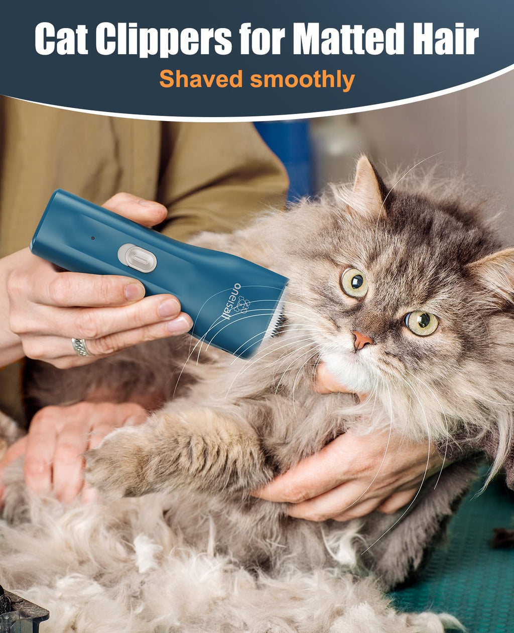 oneisall Pet Clippers for Cat Matted Hair, Quiet Pet Shaver for Cats