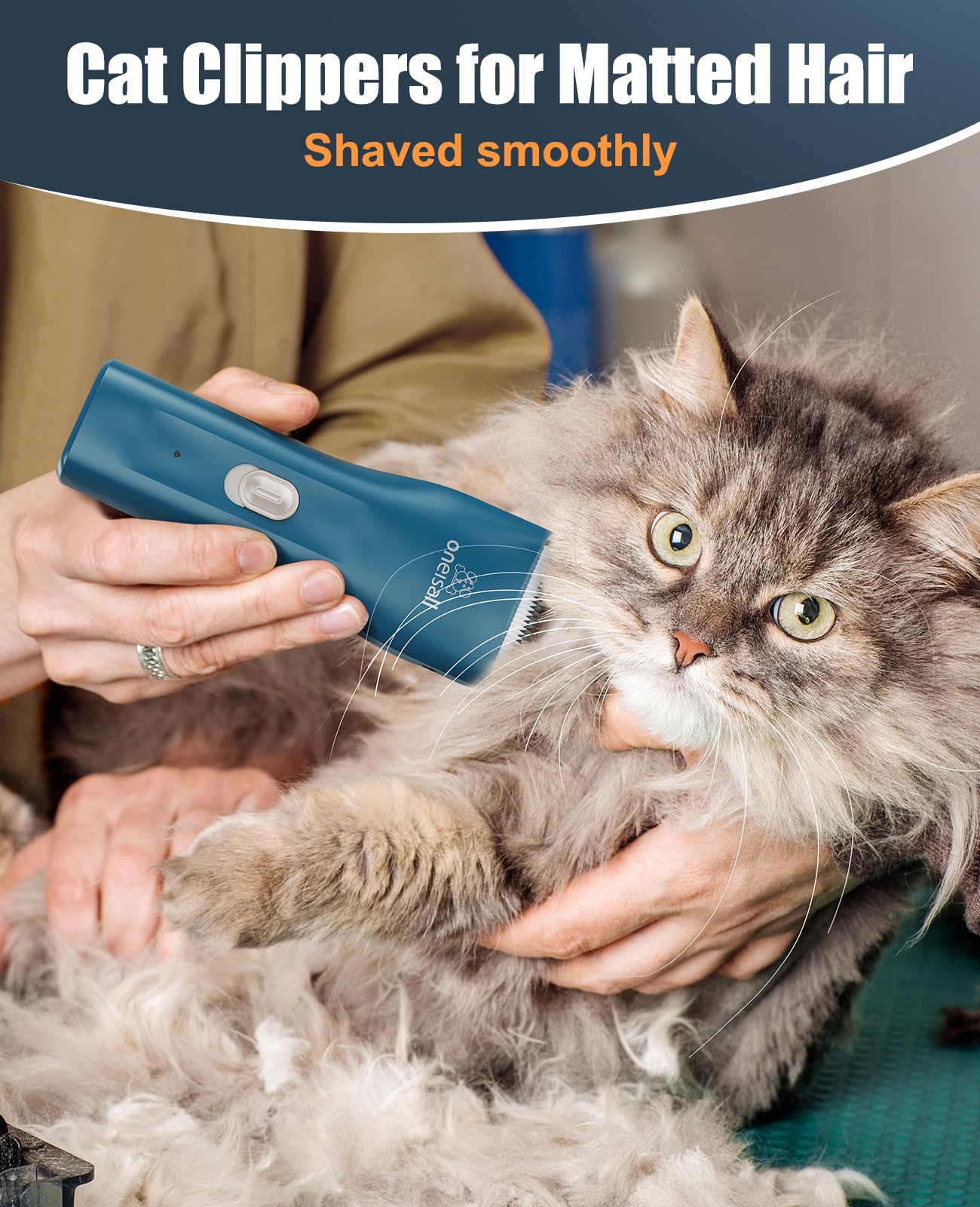 oneisall Pet Clippers for Cat Matted Hair, Quiet Pet Shaver for Cats