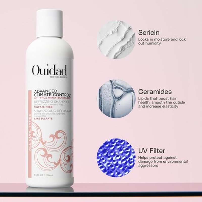 Ouidad Advanced Climate Control Defrizzing Shampoo - Sulfate-Free Cleanser with Shea Butter for Moisture & Curl Definition, All Curl Types
