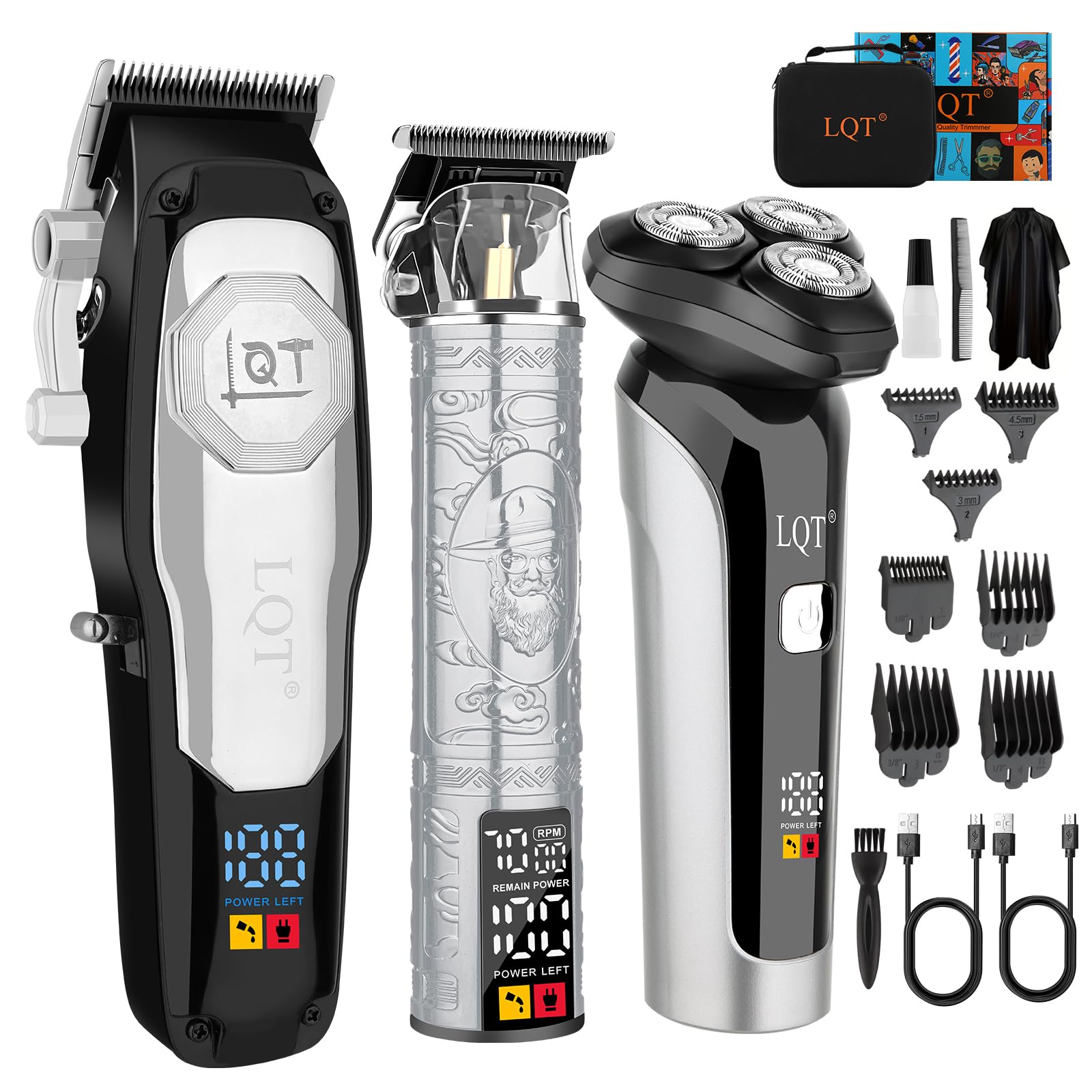 LQT Hair Clipper Kit for Men Grooming Set with Precision Hair Clippers, Detail Trimmer, Shaver, and Travel Case - Hair Cutting Kit for All Hair Types, Home & Professional Use