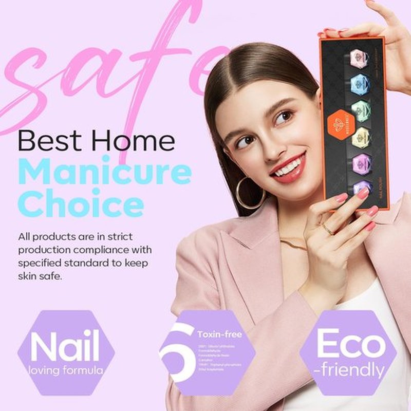 modelones Nail Polish Set, 6 Colors 2025 Summer Macaron Pastel Nail Polish Soft Pink Purple Blue Green Orange Quick Dry Nail Polish Kit Salon Home DIY Manicure Kit Gift For Women Girl