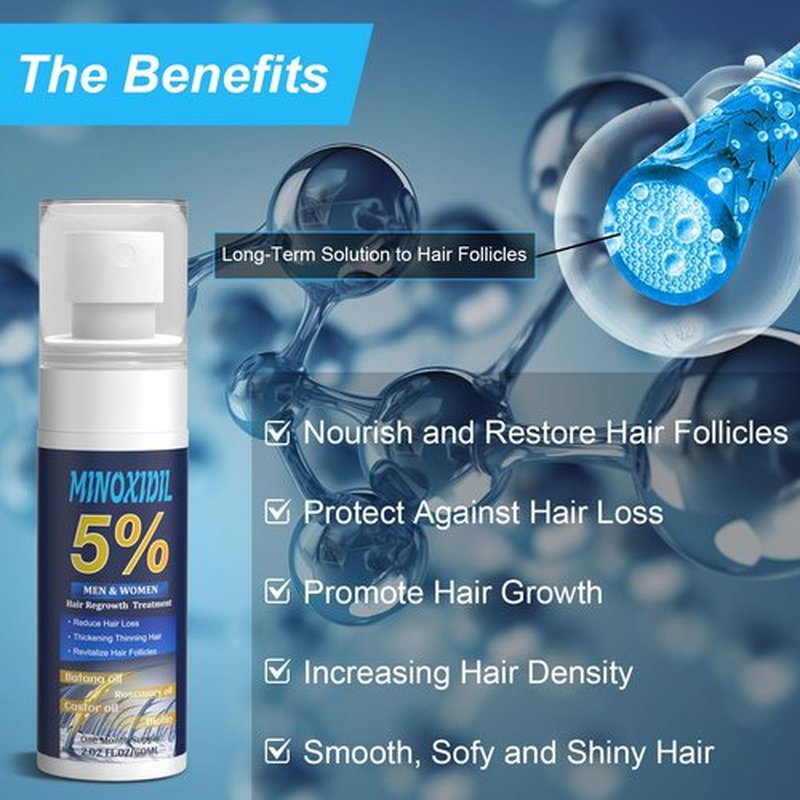 5% Minoxidil for Men and Women, Hair Growth Biotin Serum with Batana and Rosemary for Hair beard Regrowth Treatments, Extra Strength Hair Loss Solution to Regrow Thicker, 2.02FL OZ