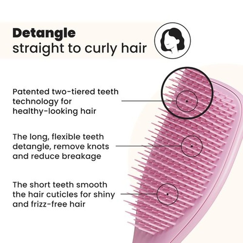 Tangle Teezer Ultimate Detangler Brush - Eliminates Knots & Reduces Breakage | Rosebud Color for Wet & Dry Hair