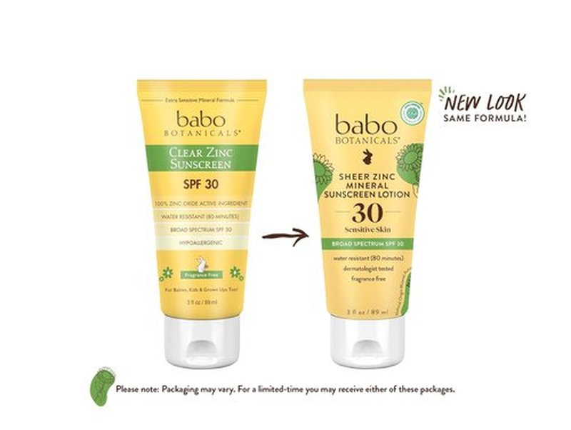 Babo Botanicals Sheer Zinc Mineral Sunscreen Lotion SPF 30 - Natural Zinc Oxide & Shea Butter - Water Resistant, Fragrance-Free - 3 Fl. Oz.