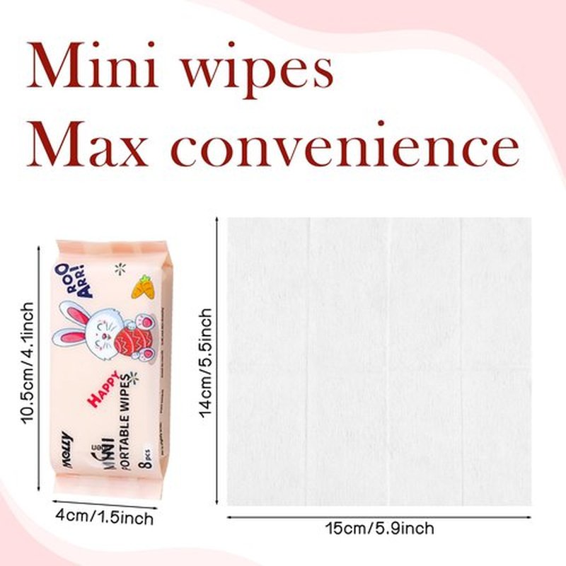 Etenpo Wet Wipe Travel Size, Mini Makeup Wipes, Easy Portability, Skin-Friendly Ingredients, 24 Pack Total 192 Wipes, Pink