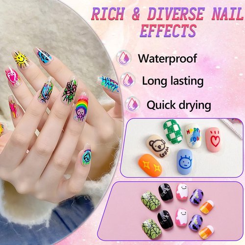 Nail Art Pens for Painting Nails, 12 Colors Nail Art Pens Set, Drawing Painting Liner Pen, Quick Dry Graffiti Dotting Point Liner Pens for DIY Nails Art Design Manicure Tools