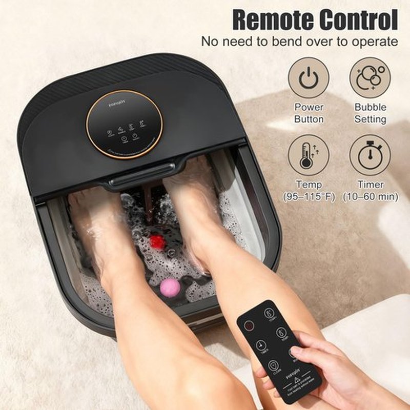 FOFOJÔY Foot Spa Bath Massager with Heat, Bubble, Temperature Control, Remote Control, Touchscreen, Pumice Stone, Pedicure Foot Spa Gift for Man Women Mother Father (Plus Size)