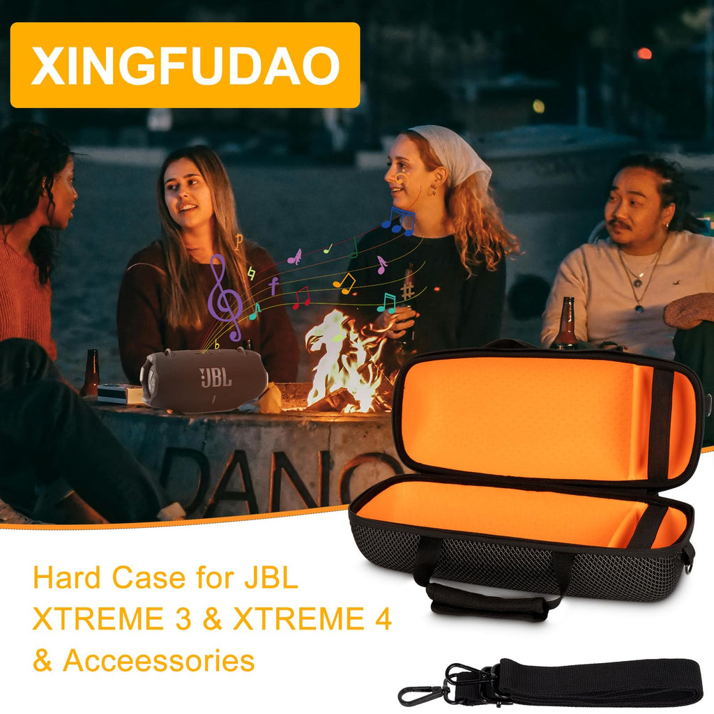 Hard Case Compatible with JBL Xtreme 4/Xtreme 3 Bluetooth Speaker,Travel Carrying Storage Holder Bag with Replacement Shoulder Strap Fit for Charger Adapter and Accessories (Black+White)