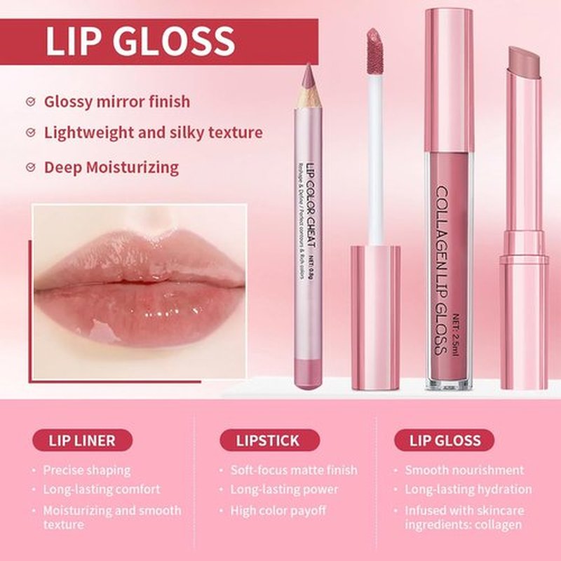 Skiennix Matte Liquid Lipstick Set - Long Lasting Hydrating Lip Balm & Liner | 3PCS Non-Sticky Waterproof