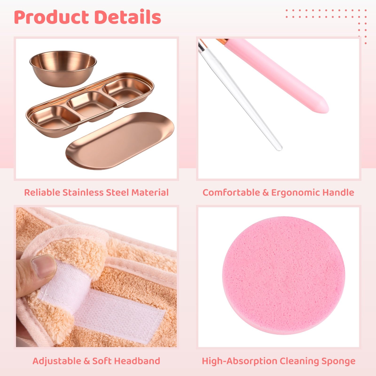 25 Pcs Facial Kits for Women, Rose Gold Facial Supplies for Esthetician