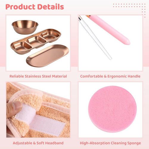 25 Pcs Facial Kits for Women, Rose Gold Facial Supplies for Esthetician