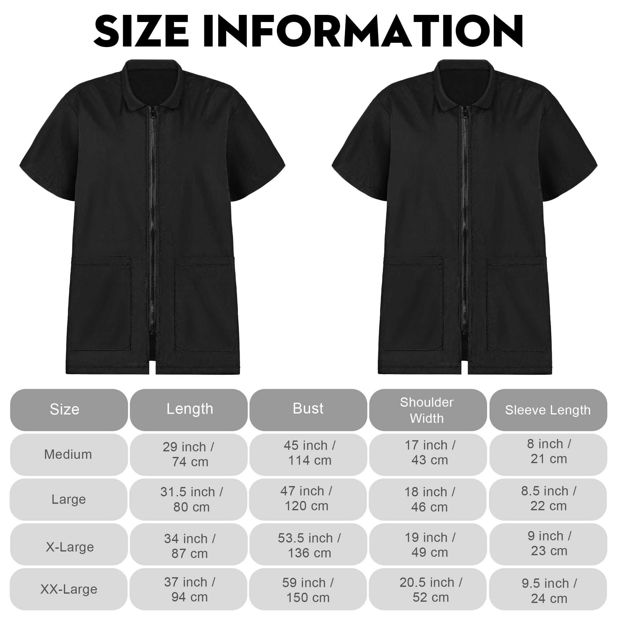 MCEAST 2 Pack Black Pet Groomer Uniforms with Full Zipper Water Resistant and Anti-Static Pet Smock Clothes for Women Men, X-Large