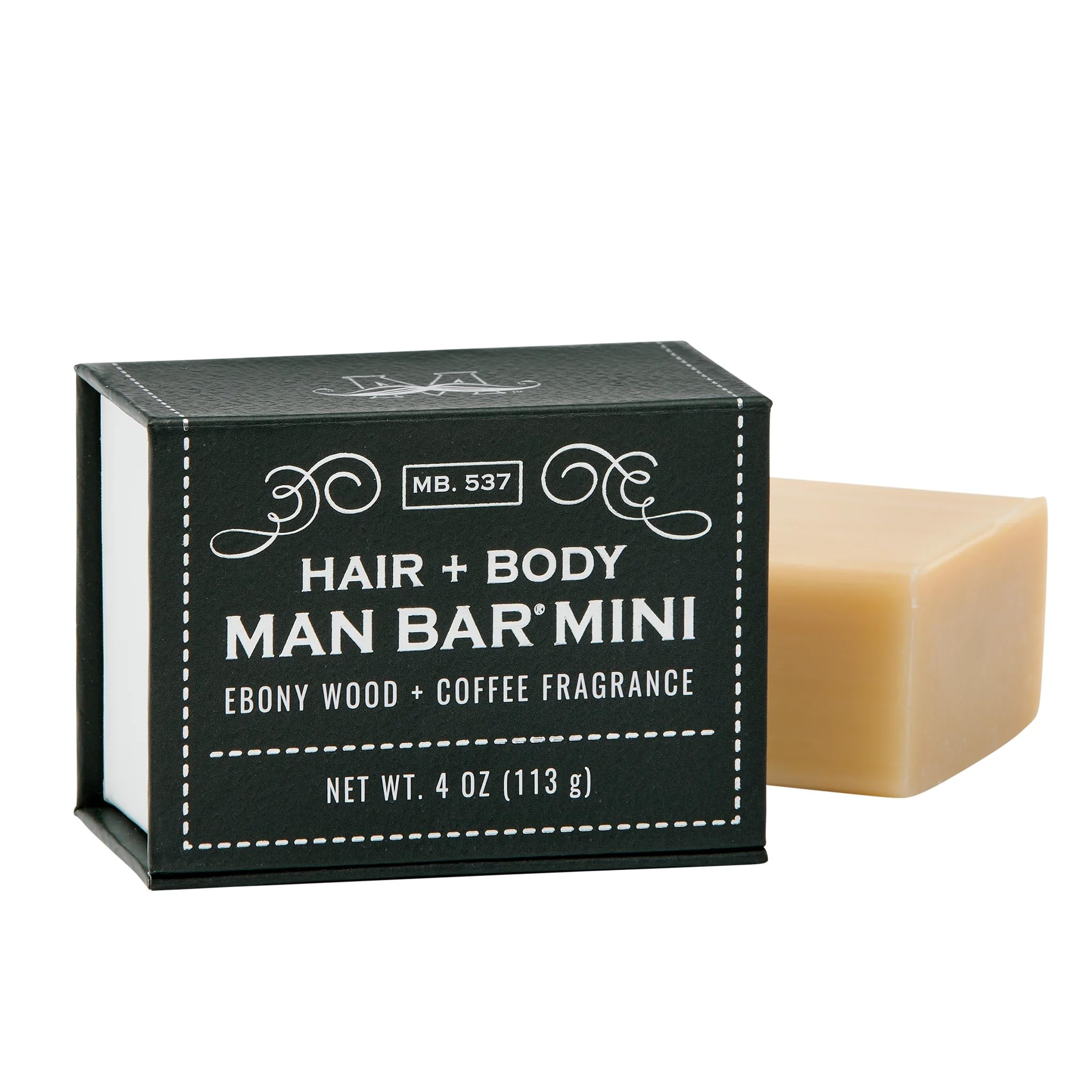 San Francisco Soap Hair and Body Mini-Bar 4oz (Ebony Wood and Coffee) - No Harmful Chemicals - Good for All Skin Types - Made in the USA