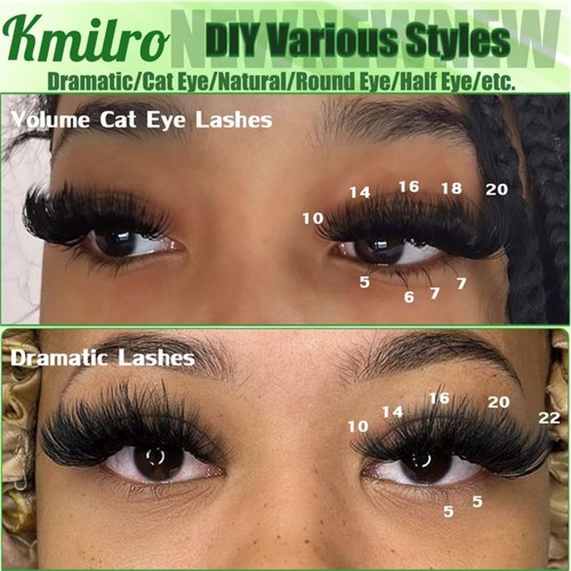 Kmilro Lash Clusters with Bottom Lashes Cluster Eyelash Extensions Wispy 10-22mm Volume Individual Lashes with Lower Eyelash Clusters 316pcs 150D+200D Thick False Lashes DIY at Home