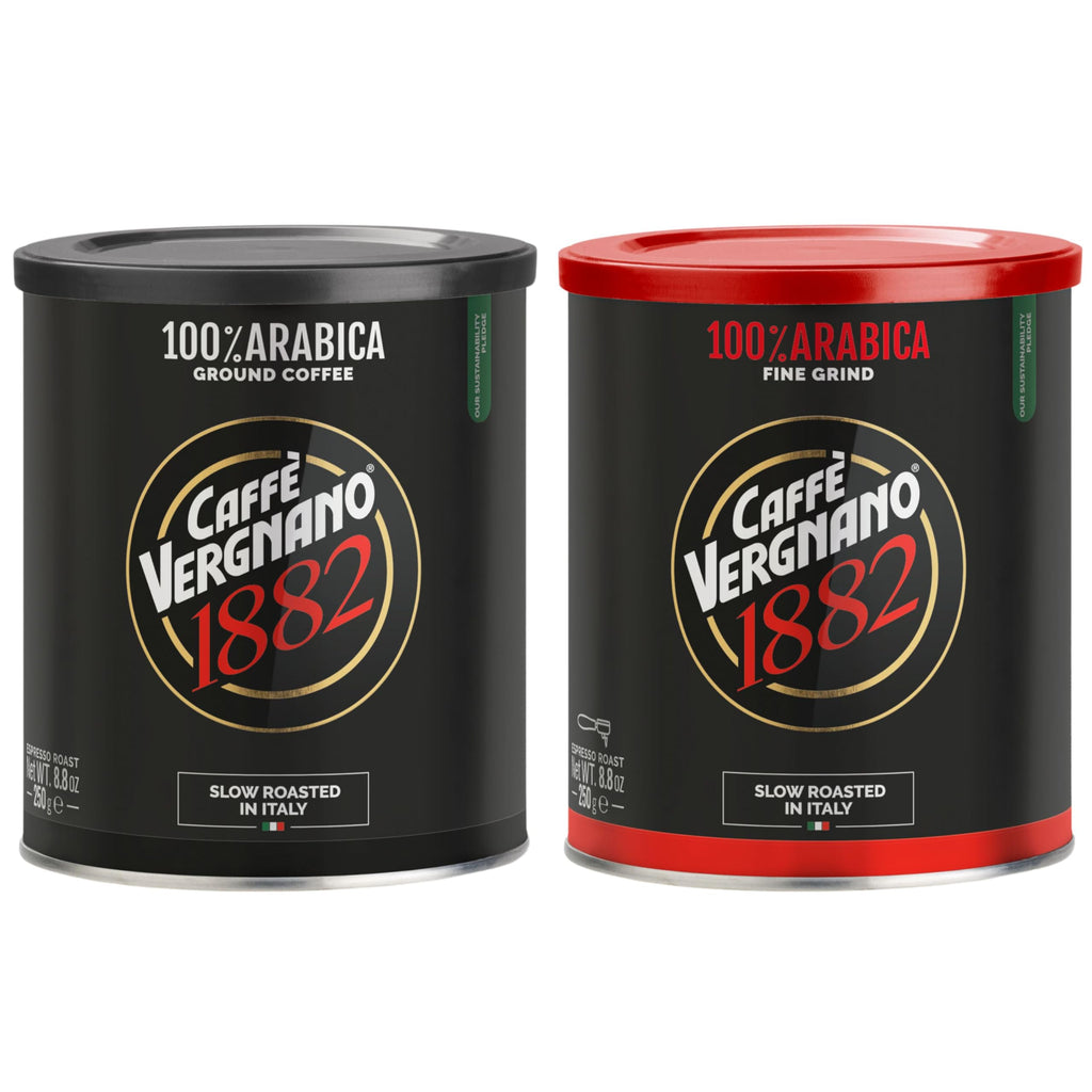 Caffe Vergnano Italian Ground Coffee Moka & Espresso Variety (2 Pack)