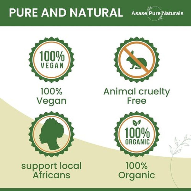 Asase Pure Naturals, Organic Shea butter, 1 KG, 35.2oz, 2.2 lbs, Raw, Unrefined, Natural, Grade A, Hand made, Ivory, Ghana Africa, Great for Hair, Skin, Lips, Nourish and moisturize, Body butter