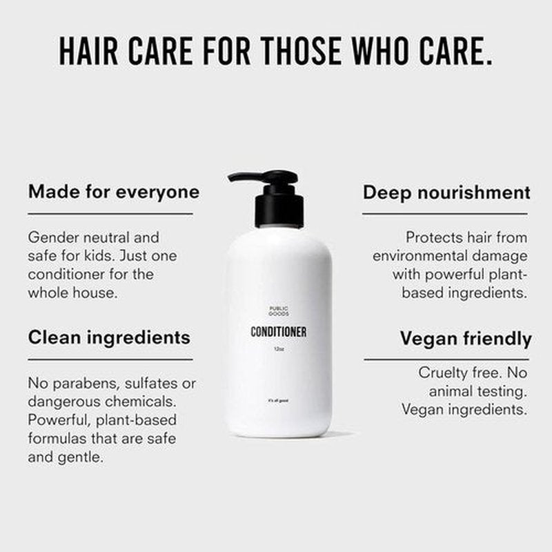 Public Goods Conditioner - Natural Moisturizing Formula for Dry Hair | Organic Essential Oils | 12 Fl Oz