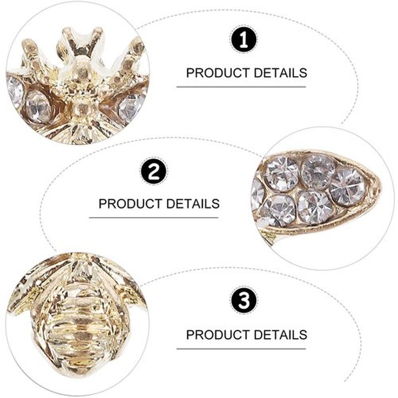 Beaupretty 10Pcs Bumble Bee Nail Charms Alloy 3D Nail Art Accessories for DIY Manicure and Decoration