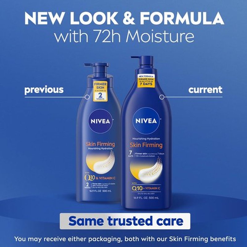 NIVEA Nourishing Hydration Body Lotion - Firming Formula with Q10 & Vitamin C | 16.9 Fl Oz Pump