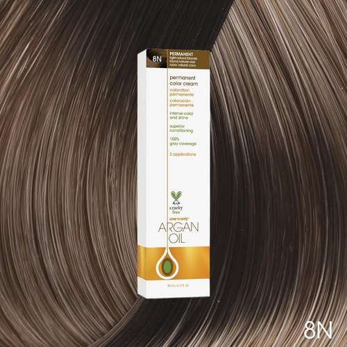One N' Only Permanent Hair Color - Argan Oil Infused Hair Dye for Rich Tones - 8N Light Natural Blonde (3 oz)