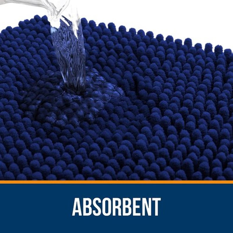OLANLY Bathroom Runner Rugs - Extra Soft Chenille Bath Mats | 47x24, Quick Dry & Machine Washable, Navy