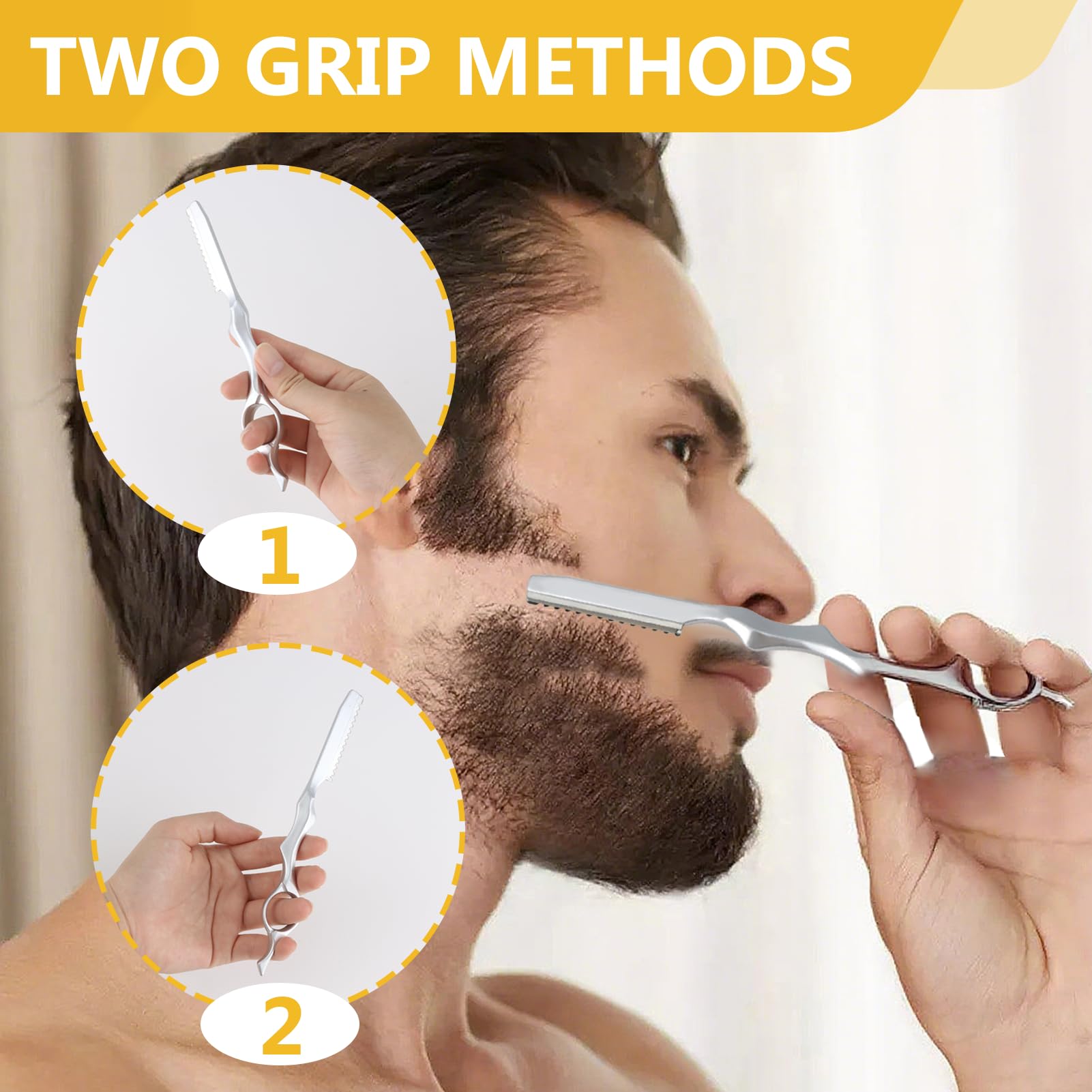 OMASUNB 11pcs Hair Razors, Professional Styling Razor with 10pcs Replacement Stainless Steel Blades, Hair Cutting Razor for Barbers, Salon Stylists & Home Hair Trimming