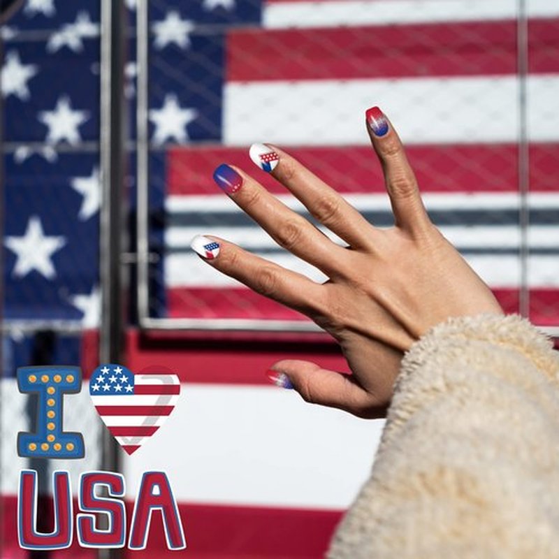 12 Sheets 4th of July Nail Wraps Stickers, Independence Day Full Nail Polish Strips, Memorial Day DIY Self-Adhesive Nail Art Decals Patriotic American Flag Pattern Decor with 2 Piece Nail Files