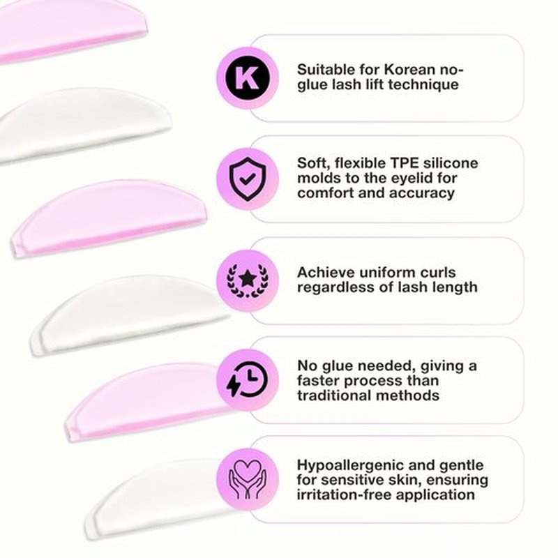 Curacoro Lash Lift Shields - 4 Pcs Self-Adhesive Silicone Pads for Eyelash Lifting & Perming