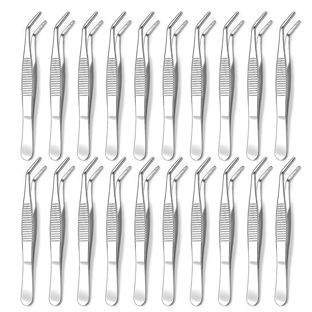 20Pack Stainless Steel Tweezers with Curved Tip Curved Serrated Tip Multipurpose Forcep for Craft, Sewing Machine, DIY Crafts, Jewelry Making, Electronics Repair, Precision Work & Hobby Project