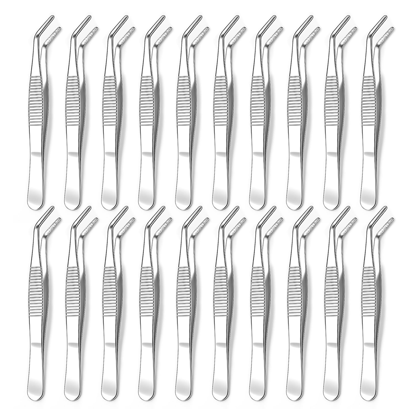 20Pack Stainless Steel Tweezers with Curved Tip Curved Serrated Tip Multipurpose Forcep for Craft, Sewing Machine, DIY Crafts, Jewelry Making, Electronics Repair, Precision Work & Hobby Project