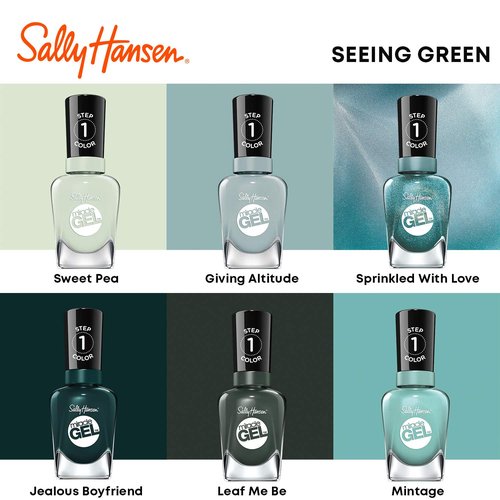 Sally Hansen Miracle Gel Salon Quality Nail Polish | Gel-Like Formula, Two-Step System, No UV Light Needed, Long Lasting | Opaque, Glossy | 676 Jealous Boyfriend | Dark Green Nail Polish