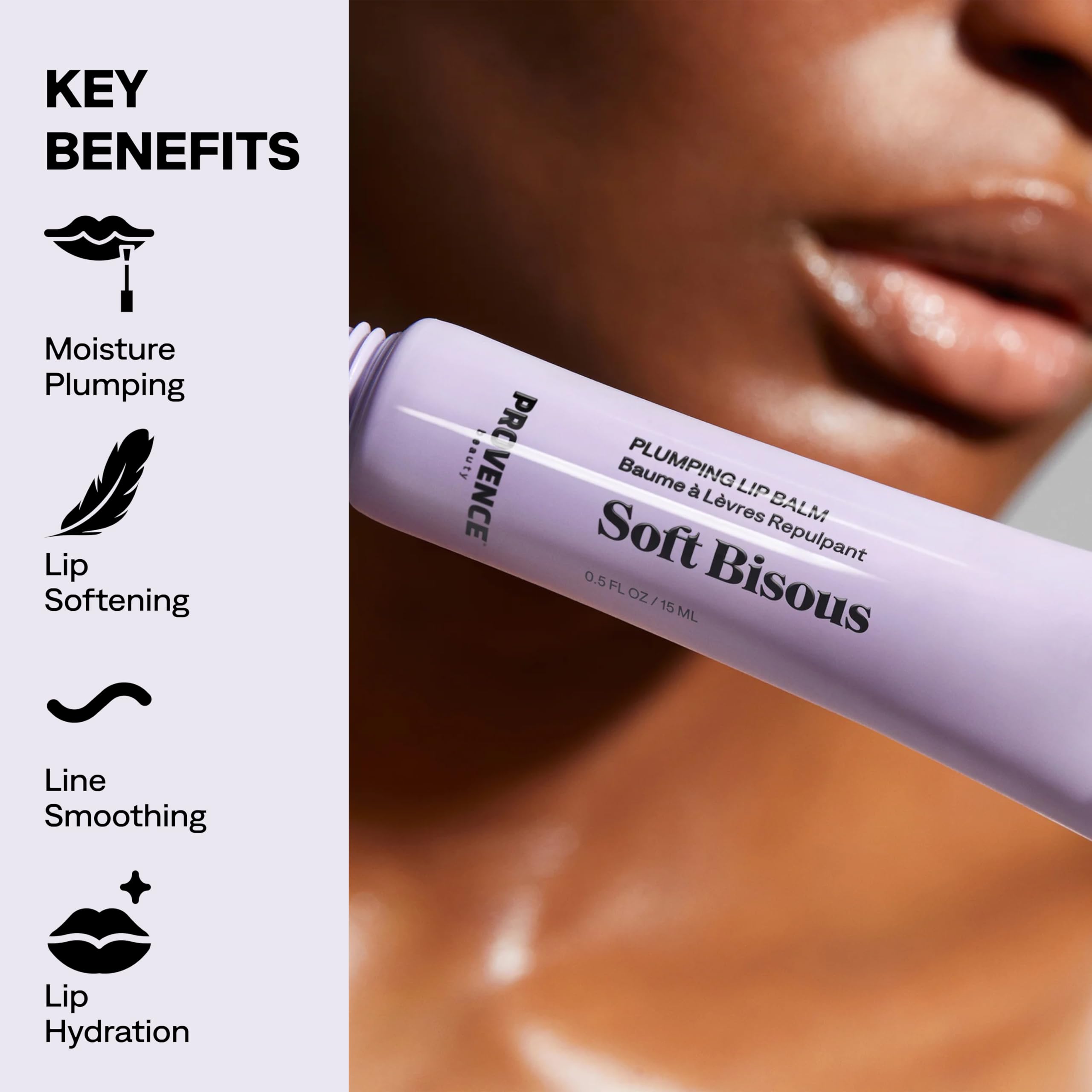 Provence Beauty Soft Bisous Plumping Lip Balm – Hydrating Lip Care Treatment with Tripeptide-1, Hyaluronic Acid & Shea Butter – Anti-Aging Lip Balm that Smooths, Softens & Plumps Dry Lips – 0.5 fl oz