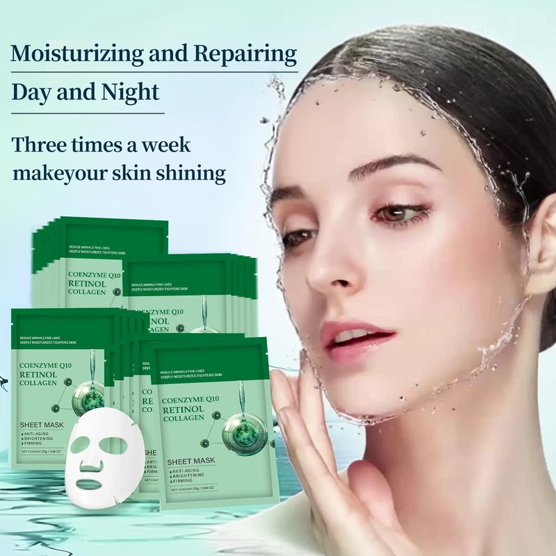 YAFUSIPE Collagen Face Sheet Mask Anti Aging Skin Care Mask Sheets Collagen Sheets Pack With Retinol Sheet Facial Masks Bulk, Face Masks Beauty for Women Fine Lines Wrinkle Moisturizing 10 Pack