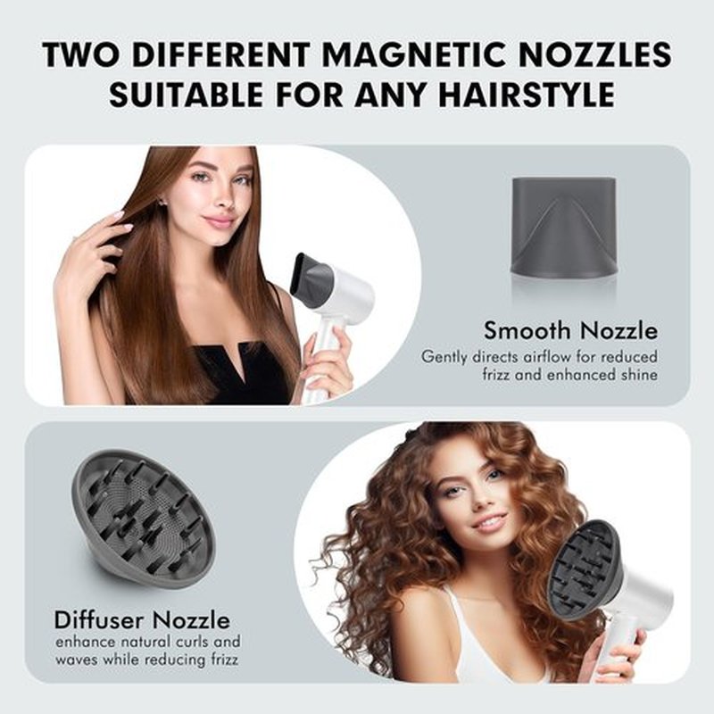 Skiennix Ionic Hair Dryer - High-Speed, Low Noise Mini Blow Dryer with Diffuser | Lightweight & Compact for All Hair Types