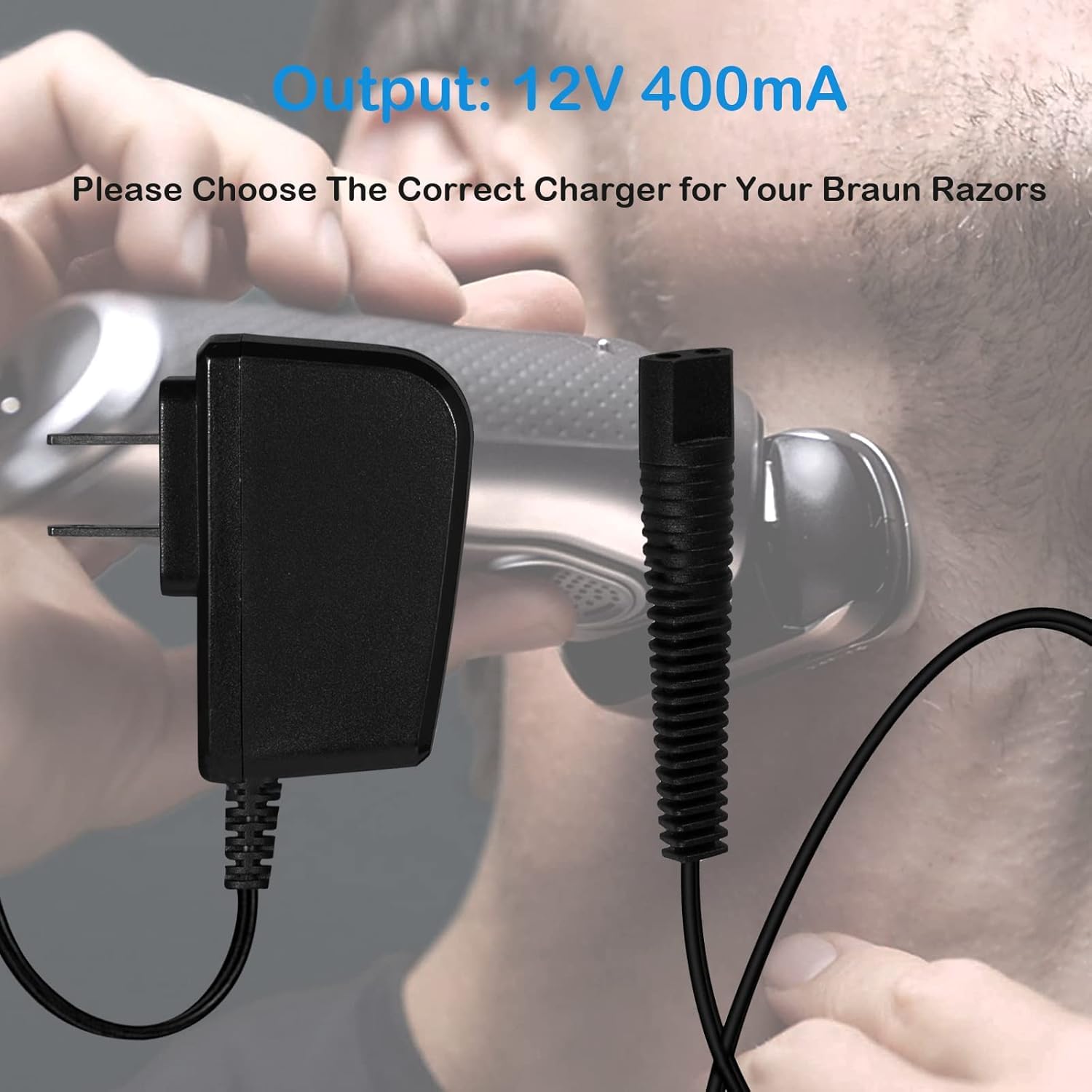12V Shaver Charger For Braun Shaver Series 1 3 5 6 7 8 9 Electric Razor Trimmer Replacement Adapter 310S 390CC 3050CC 197S-1 720S-3 790CC 764CC-4 9330S 9095CC 9370CC Power Cord