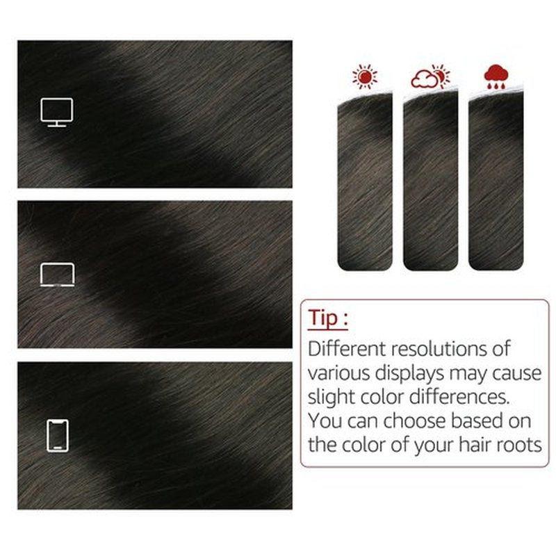SAFIRENY Wire Hair Extensions 70g Straight Human Hair Wire Extensions Natural Black Invisible Wire Hair Extensions Real Human Hair Black Hair Extensions for Women 14inch(#1B-14inch)