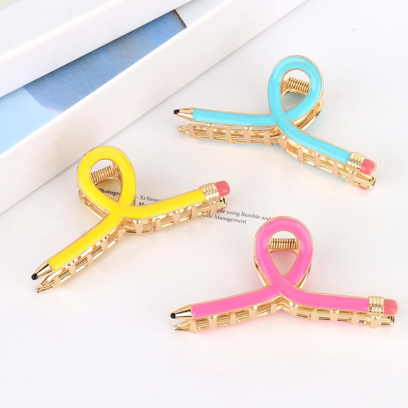 YARIEW Pencil Hair Claw Clips for Women Thick Hair Funny Back to School Hair Clips for Thin Hair Jaw Barrettes Cute Teacher Hair Accessories Teacher Appreciation Gift Party Costume Christmas